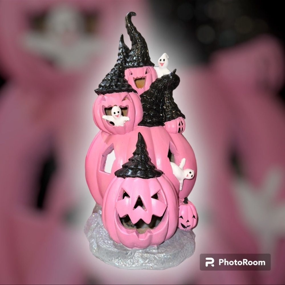 Pink Halloween Haunted House Statue